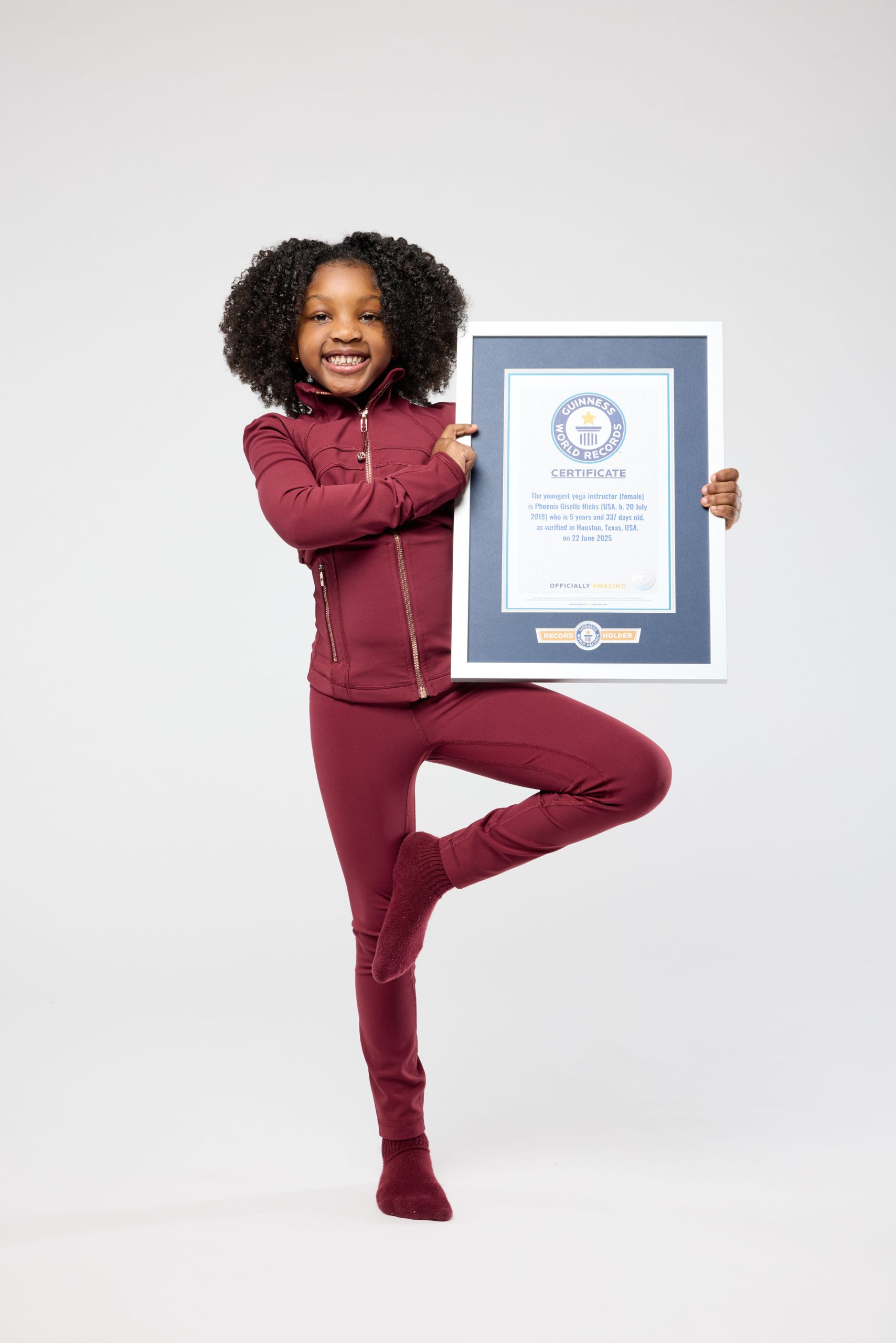 The youngest yoga instructor female is Phoenix Giselle Hicks USA b 20 July 2019 who is 5 years and 337 days old as verified in Houston Texas USA on 22 June 2025